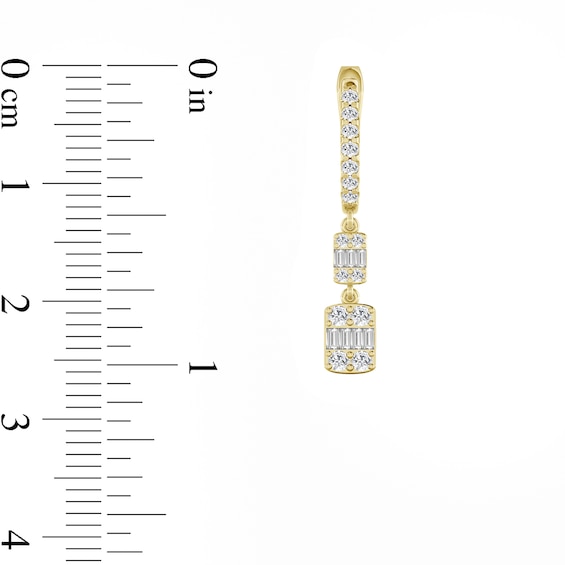 1/2 CT. T.w. Emerald-Shaped Multi-Diamond Double Drop Earrings in 10K Gold