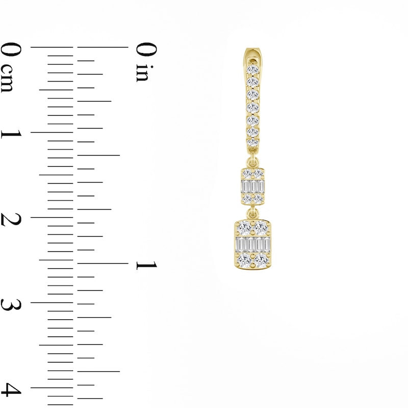 Main Image 2 of 1/2 CT. T.W. Emerald-Shaped Multi-Diamond Double Drop Earrings in 10K Gold
