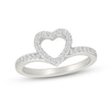 Thumbnail Image 4 of 1/4 CT. T.W. Multi-Diamond Two-in-One Heart Ring Set in Sterling Silver and 10K Rose Gold