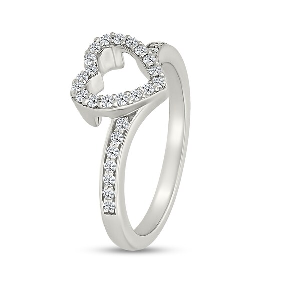 1/4 CT. T.w. Multi-Diamond Two-in-One Heart Ring Set in Sterling Silver and 10K Rose Gold
