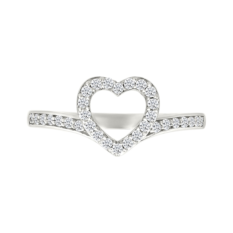 Main Image 6 of 1/4 CT. T.W. Multi-Diamond Two-in-One Heart Ring Set in Sterling Silver and 10K Rose Gold