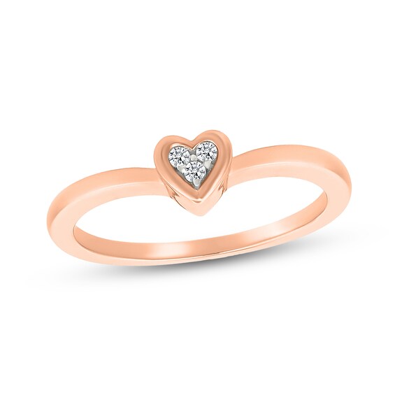 1/4 CT. T.w. Multi-Diamond Two-in-One Heart Ring Set in Sterling Silver and 10K Rose Gold