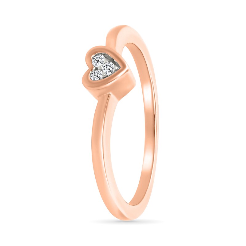 Main Image 8 of 1/4 CT. T.W. Multi-Diamond Two-in-One Heart Ring Set in Sterling Silver and 10K Rose Gold