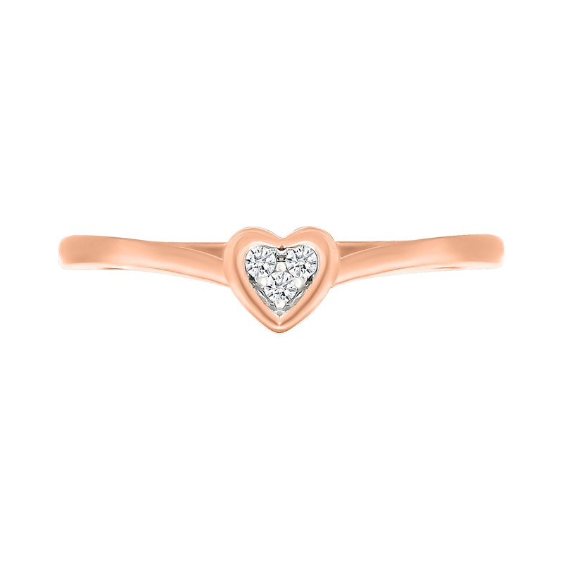 Main Image 9 of 1/4 CT. T.W. Multi-Diamond Two-in-One Heart Ring Set in Sterling Silver and 10K Rose Gold
