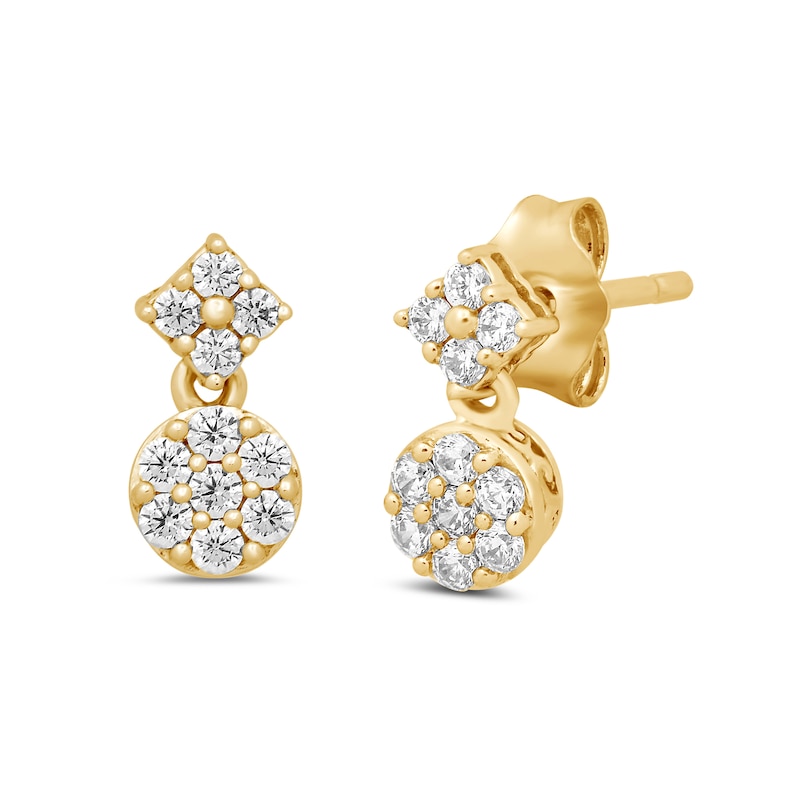 Main Image 1 of 1/3 CT. T.W. Multi-Diamond Dangle Drop Earrings in 10K Gold