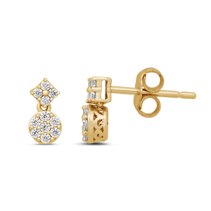 Main Image 2 of 1/3 CT. T.W. Multi-Diamond Dangle Drop Earrings in 10K Gold