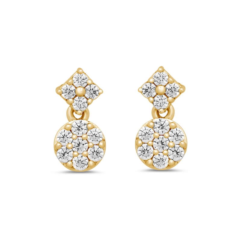 Main Image 3 of 1/3 CT. T.W. Multi-Diamond Dangle Drop Earrings in 10K Gold