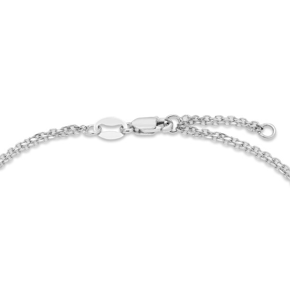 Diamond Accent Heart Double Chain Bracelet in 10K White Gold - 7.25"
