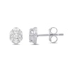 Thumbnail Image 2 of 1/4 CT. T.W. Oval-Shaped Multi-Diamond Scallop Edge Stud Earrings in 10K White Gold