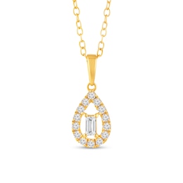 1/4 CT. T.W. Baguette Diamond Open Teardrop-Shaped Frame Pendant in 10K Gold