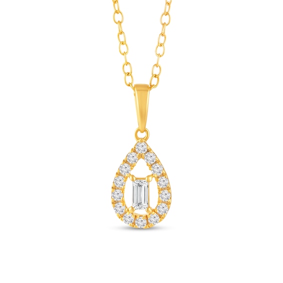 1/4 CT. T.w. Baguette Diamond Open Teardrop-Shaped Frame Pendant in 10K Gold