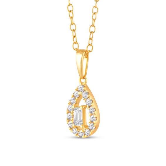 1/4 CT. T.w. Baguette Diamond Open Teardrop-Shaped Frame Pendant in 10K Gold