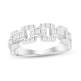 1/2 CT. T.W. Diamond Chain Link Ring in 10K White Gold