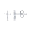 Thumbnail Image 1 of 1/10 CT. T.W. Diamond Cross Stud Earrings in 10K White Gold
