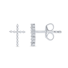 1/10 CT. T.W. Diamond Cross Stud Earrings in 10K White Gold