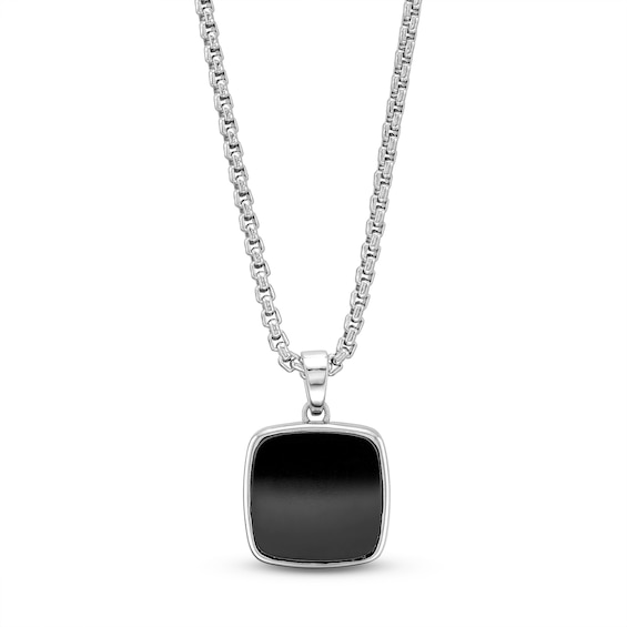 Vera Wang Men 17.0mm Cushion-Shaped Onyx Pendant in Sterling Silver - 22â