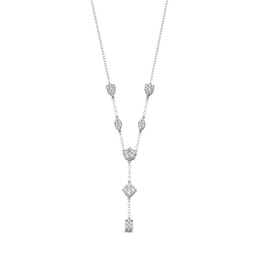 5/8 CT. T.W. Multi-Shaped Multi-Diamond Station "Y" Necklace in 10K White Gold