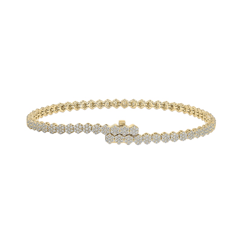 Main Image 1 of 2 CT. T.W. Multi-Diamond Floral Line Bracelet in 10K Gold