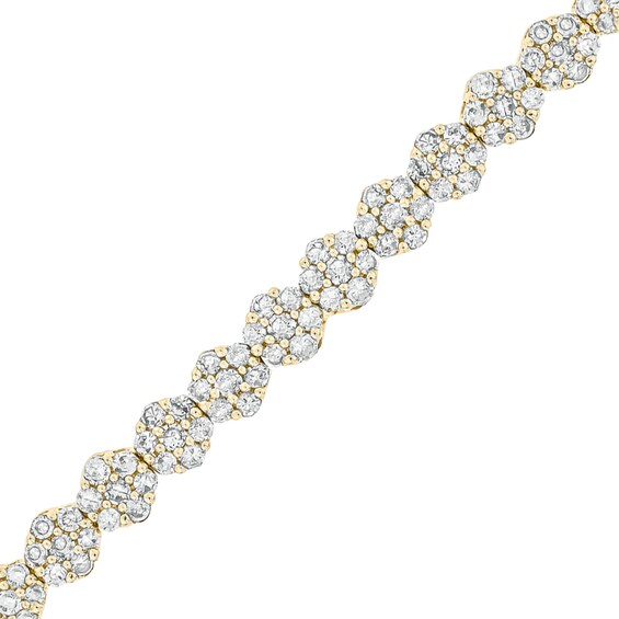 2 CT. T.w. Multi-Diamond Floral Line Bracelet in 10K Gold