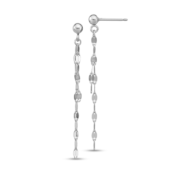 Flat Mirror Chain Link Drop Earrings in Solid Sterling Silver