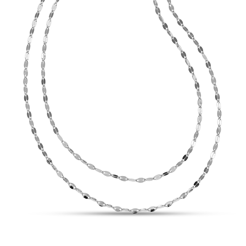 Main Image 1 of Double Strand Mirror Chain Necklace in Hollow Sterling Silver