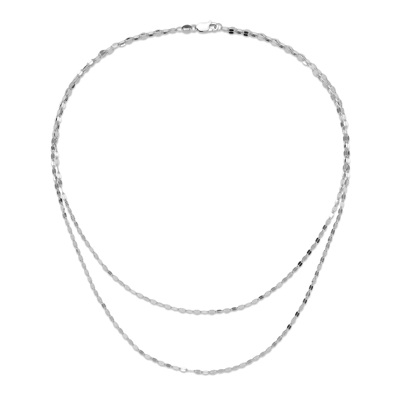 Main Image 2 of Double Strand Mirror Chain Necklace in Hollow Sterling Silver