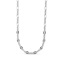 Lightweight Fancy Link Necklace in Hollow Sterling Silver and Black Enamel