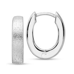 15.45mm Diamond-Cut Oval Hoop Earrings in Hollow Sterling Silver