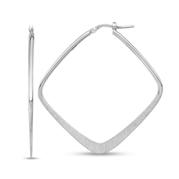 47.45mm Polished and Brushed Square Hoop Earrings in Sterling Silver