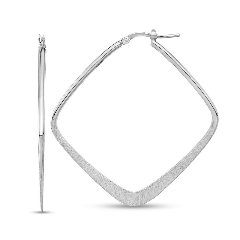 Main Image 1 of 47.45mm Polished and Brushed Square Hoop Earrings in Sterling Silver