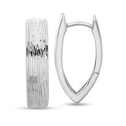22.83mm Diamond-Cut Striated V-Hoop Earrings in Sterling Silver