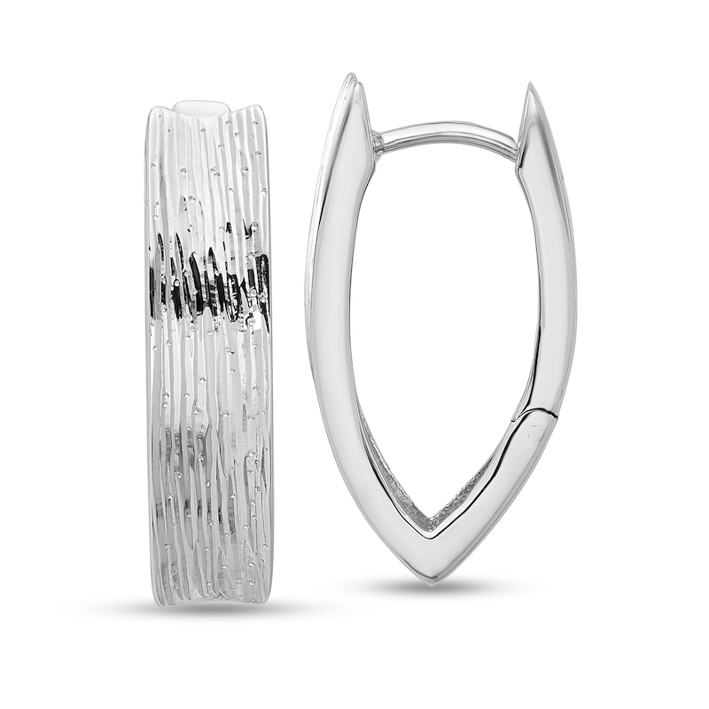 Main Image 1 of 22.83mm Diamond-Cut Striated V-Hoop Earrings in Sterling Silver