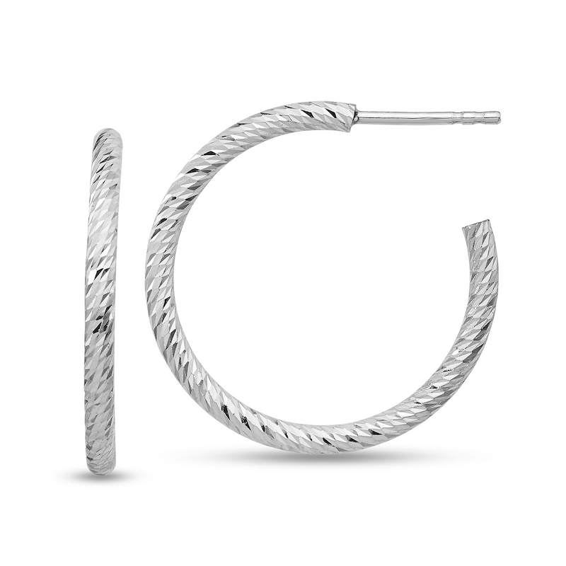 Main Image 1 of 23.0mm Diamond-Cut Twist Open Hoop Earrings in Hollow Sterling Silver