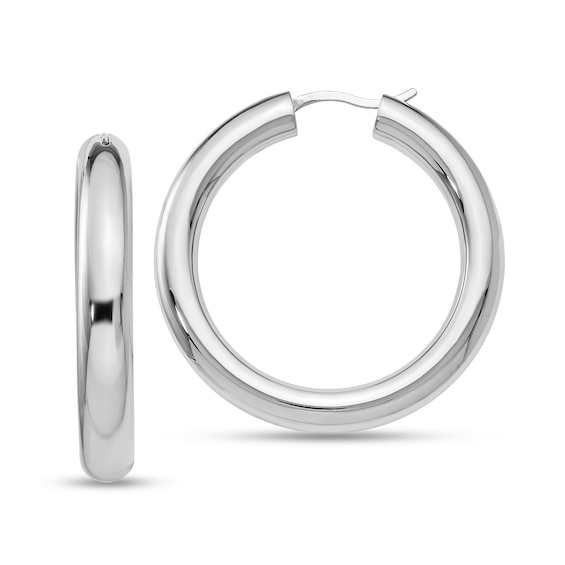 35.0mm Tube Hoop Earrings in Hollow Sterling Silver