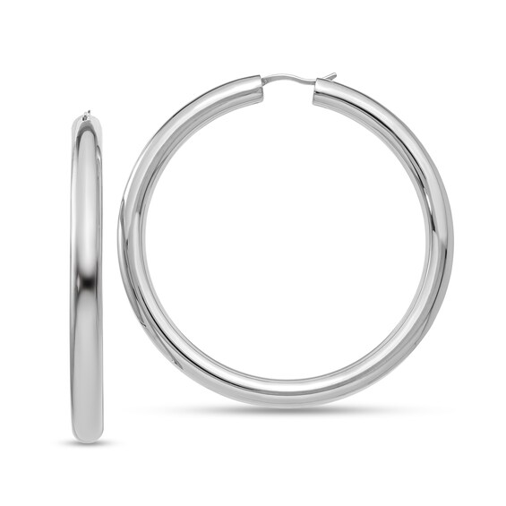 55.0mm Tube Hoop Earrings in Hollow Sterling Silver