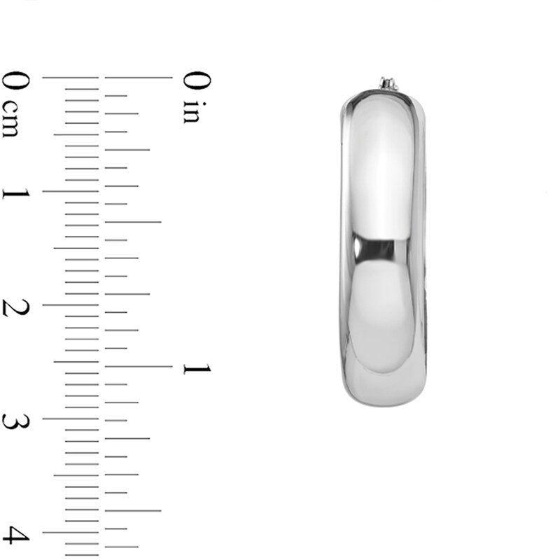 Main Image 2 of 31.6mm Domed Oval Tube Earrings in Hollow Sterling Silver