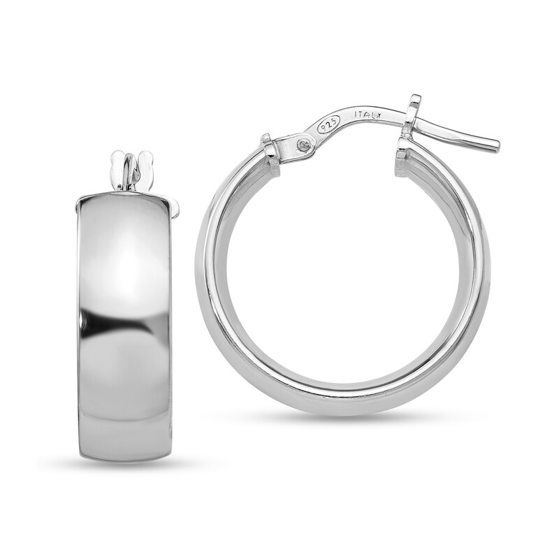 Main Image 1 of 20.25mm Domed Hoop Earrings in Hollow Sterling Silver