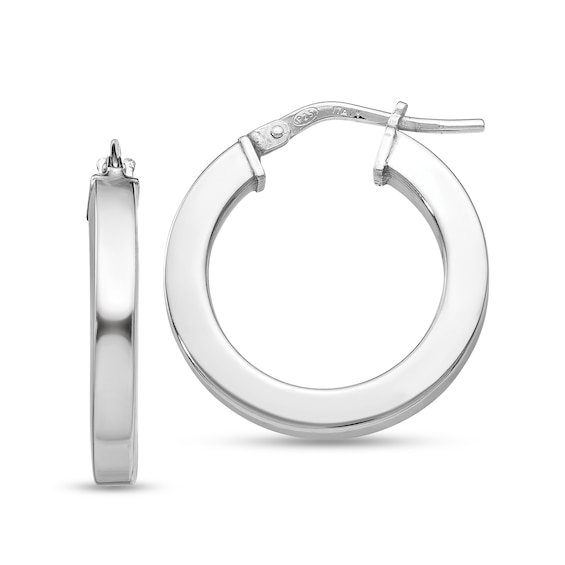 21.5mm Square Tube Hoop Earrings in Hollow Sterling Silver