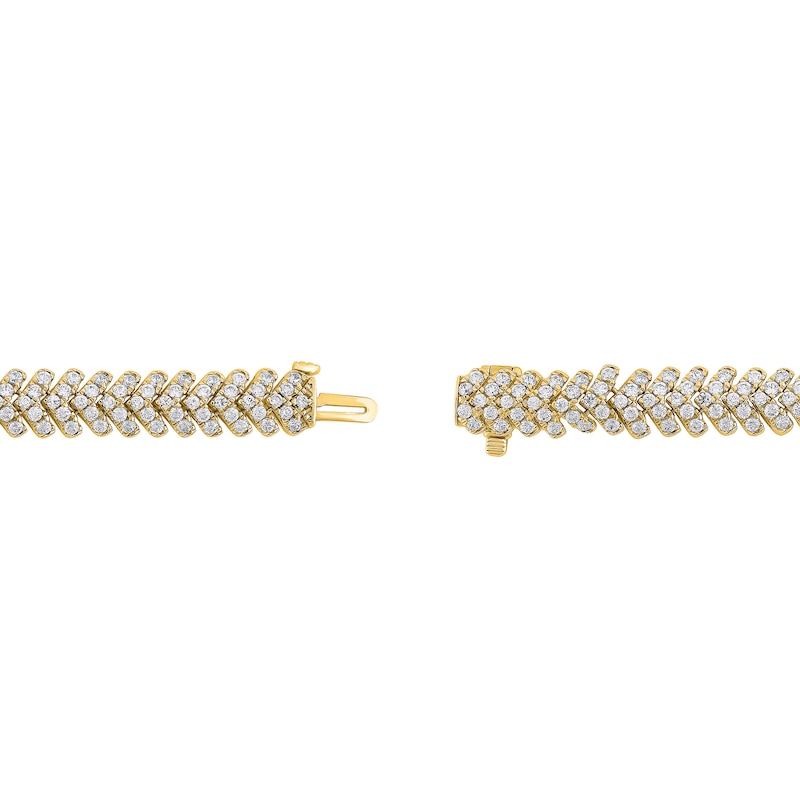 Main Image 3 of 4 CT. T.W. Certified Lab-Grown Diamond Chevron Link Bracelet in 14K Gold (F/SI2)
