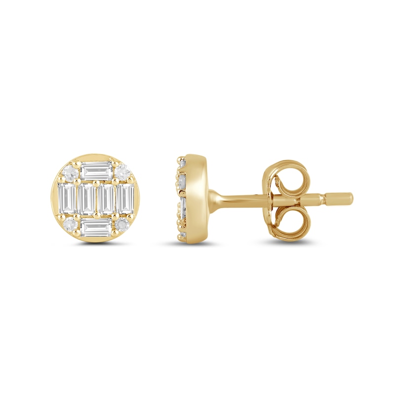 Main Image 2 of 1/4 CT. T.W. Baguette and Round Certified Lab-Grown Multi-Diamond Stud Earrings in 14K Gold (F/SI2)