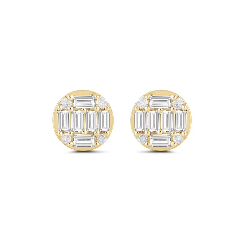 Main Image 3 of 1/4 CT. T.W. Baguette and Round Certified Lab-Grown Multi-Diamond Stud Earrings in 14K Gold (F/SI2)