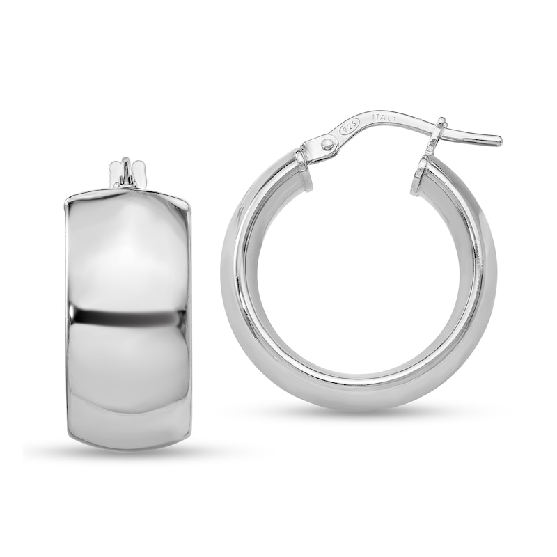 Main Image 1 of 21.0mm Domed Hoop Earrings in Hollow Sterling Silver