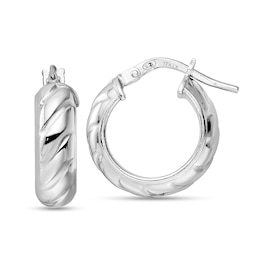 16.56mm Domed Textured Hoop Earrings in Hollow Sterling Silver