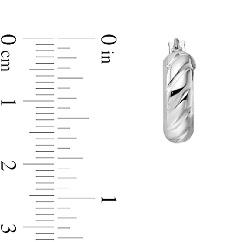Main Image 2 of 16.56mm Domed Textured Hoop Earrings in Hollow Sterling Silver