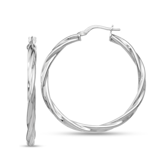 36.0mm Twist Hoop Earrings in Hollow Sterling Silver