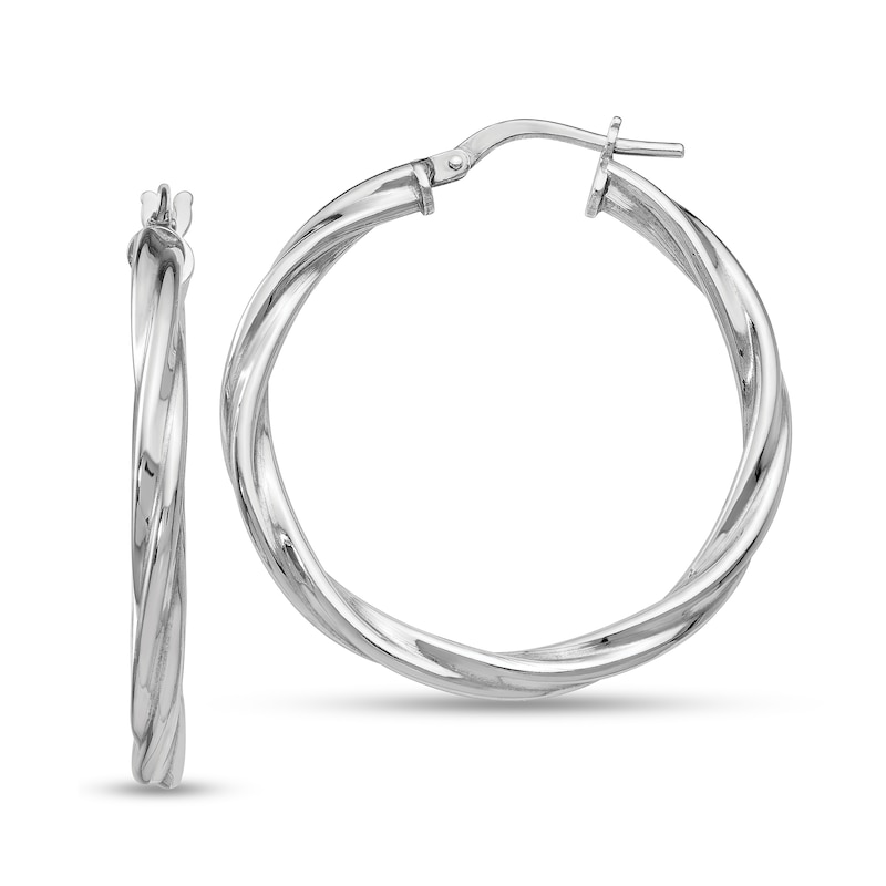 Main Image 1 of 30.0mm Twist Hoop Earrings in Hollow Sterling Silver