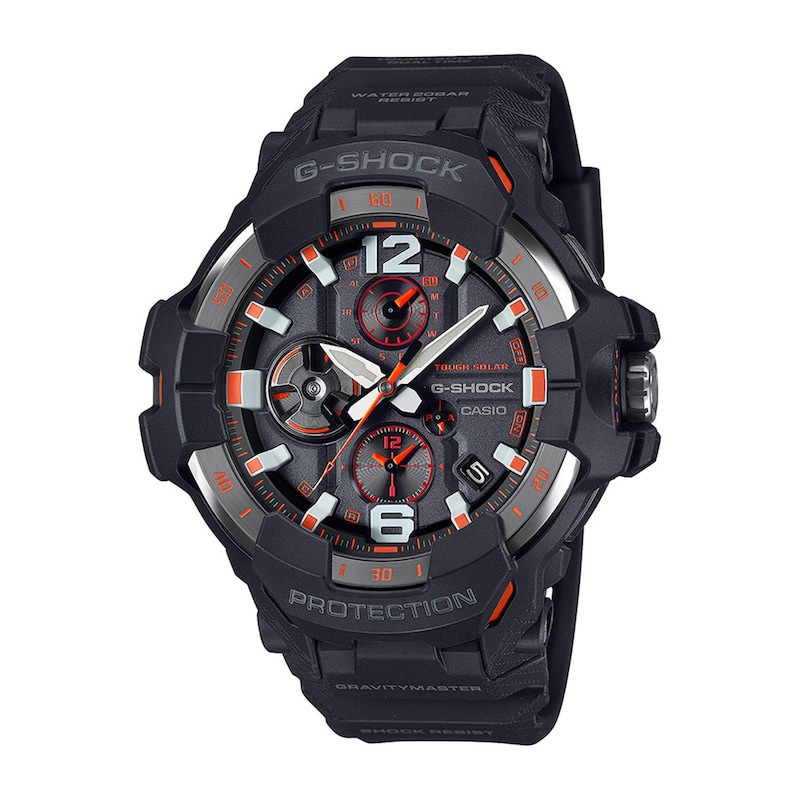 Main Image 1 of Men’s Casio G-Shock Master of G Gravitymaster Solar-Powered Resin Watch with Black and Orange Dial (Model: GRB300-1A4)
