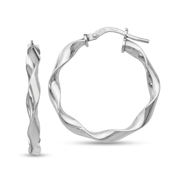 26.5mm Wavy Twist Hoop Earrings in Hollow Sterling Silver