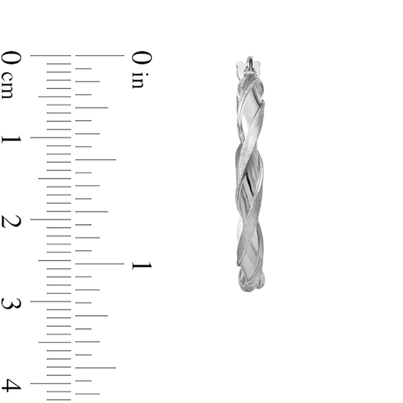 Main Image 2 of 26.5mm Satin-Edge Wavy Twist Hoop Earrings in Hollow Sterling Silver