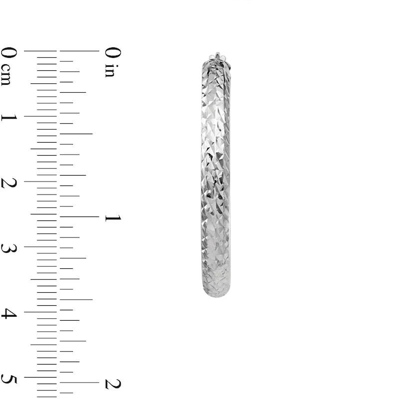 Main Image 2 of 36.0mm Textured Hoop Earrings in Hollow Sterling Silver